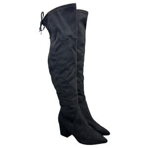 Marc Fisher Okun Black Suede Point Toe Over The Knee Boots Women 9W